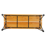 NNEDSZ Outdoor Garden Bench Seat 122cm Wooden Steel 3 Seater Patio Furniture