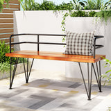 NNEDSZ Outdoor Garden Bench Seat 122cm Wooden Steel 3 Seater Patio Furniture