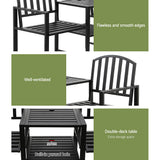NNEDSZ Gardeon Outdoor Garden Bench Seat Loveseat Steel Table Chairs Patio Furniture Black