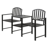 NNEDSZ Gardeon Outdoor Garden Bench Seat Loveseat Steel Table Chairs Patio Furniture Black