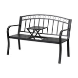 NNEDSZ Gardeon Outdoor Garden Bench Seat Loveseat Steel Foldable Table Patio Furniture Black