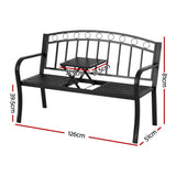 NNEDSZ Gardeon Outdoor Garden Bench Seat Loveseat Steel Foldable Table Patio Furniture Black