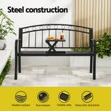 NNEDSZ Gardeon Outdoor Garden Bench Seat Loveseat Steel Foldable Table Patio Furniture Black