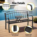 NNEDSZ Gardeon Outdoor Garden Bench Seat Loveseat Steel Foldable Table Patio Furniture Black