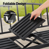 NNEDSZ Gardeon Outdoor Garden Bench Seat Loveseat Steel Foldable Table Patio Furniture Black