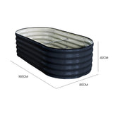 NNEMB 160 x 80 x 42cm Raised Garden Bed, Oval, Corrugated Metal, Dark Grey