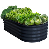 NNEMB 160 x 80 x 42cm Raised Garden Bed, Oval, Corrugated Metal, Dark Grey
