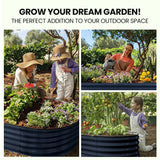 NNEMB 240 x 80 x 42cm Raised Garden Bed, Oval, Corrugated Metal, Dark Grey