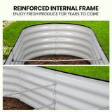 NNEMB 320 x 80 x 42cm Raised Garden Bed, Oval, Corrugated Metal, Dark Grey