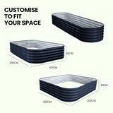 NNEMB 320 x 80 x 42cm Raised Garden Bed, Oval, Corrugated Metal, Dark Grey