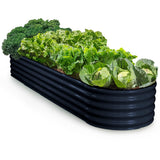 NNEMB 320 x 80 x 42cm Raised Garden Bed, Oval, Corrugated Metal, Dark Grey