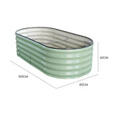 NNEMB 160 x 80 x 42cm Raised Garden Bed, Oval, Corrugated Metal, Light Green