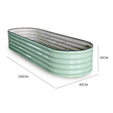 NNEMB 240 x 80 x 42cm Raised Garden Bed, Oval, Corrugated Metal, Light Green