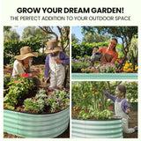 NNEMB 240 x 80 x 42cm Raised Garden Bed, Oval, Corrugated Metal, Light Green
