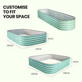 NNEMB 320 x 80 x 42cm Raised Garden Bed, Oval, Corrugated Metal, Light Green