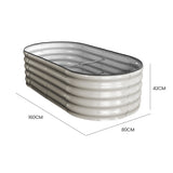 NNEMB 160 x 80 x 42cm Raised Garden Bed, Oval, Corrugated Metal, Light Grey