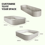 NNEMB 320 x 80 x 42cm Raised Garden Bed, Oval, Corrugated Metal, Light Grey