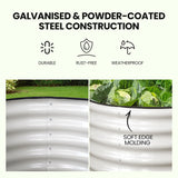 NNEMB 320 x 80 x 42cm Raised Garden Bed, Oval, Corrugated Metal, Light Grey