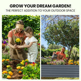 NNEMB 180 x 90 x 45cm Raised Garden Bed, Rectangular, Corrugated Metal, with Ground Stakes, Dark Grey