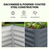 NNEMB 180 x 90 x 45cm Raised Garden Bed, Rectangular, Corrugated Metal, with Ground Stakes, Dark Grey