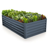 NNEMB 180 x 90 x 45cm Raised Garden Bed, Rectangular, Corrugated Metal, with Ground Stakes, Dark Grey