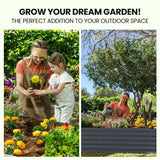 NNEMB 240 x 90 x 45cm Raised Garden Bed, Rectangular, Corrugated Metal, with Ground Stakes, Dark Grey