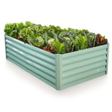 NNEMB 180 x 90 x 45cm Raised Garden Bed, Rectangular, Corrugated Metal, with Ground Stakes, Light Green