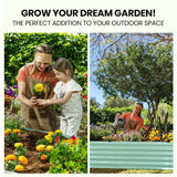 NNEMB 240 x 90 x 45cm Raised Garden Bed, Rectangular, Corrugated Metal, with Ground Stakes, Light Green