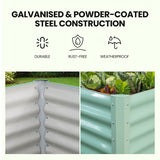 NNEMB 240 x 90 x 45cm Raised Garden Bed, Rectangular, Corrugated Metal, with Ground Stakes, Light Green