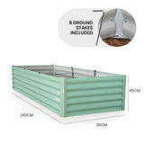 NNEMB 240 x 90 x 45cm Raised Garden Bed, Rectangular, Corrugated Metal, with Ground Stakes, Light Green