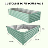 NNEMB 240 x 90 x 45cm Raised Garden Bed, Rectangular, Corrugated Metal, with Ground Stakes, Light Green