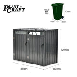 NNEMB Double Steel Wheelie Garbage Bin Storage Shed, Enclosure with 2 Opening Doors