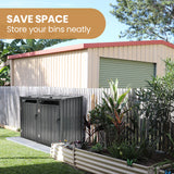 NNEMB Double Steel Wheelie Garbage Bin Storage Shed, Enclosure with 2 Opening Doors