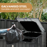 NNEMB Triple Steel Wheelie Garbage Bin Storage Shed, Enclosure with 3 Opening Doors