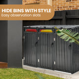 NNEMB Triple Steel Wheelie Garbage Bin Storage Shed, Enclosure with 3 Opening Doors