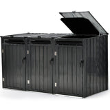 NNEMB Triple Steel Wheelie Garbage Bin Storage Shed, Enclosure with 3 Opening Doors