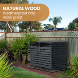 NNEMB Double Wood Wheelie Bins Storage Shed, 2 Door Garbage Rubbish Bin Enclosure