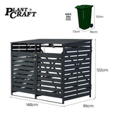 NNEMB Double Wood Wheelie Bins Storage Shed, 2 Door Garbage Rubbish Bin Enclosure