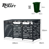 NNEMB Triple Wood Wheelie Bins Storage Shed, 3 Door Garbage Rubbish Bin Enclosure