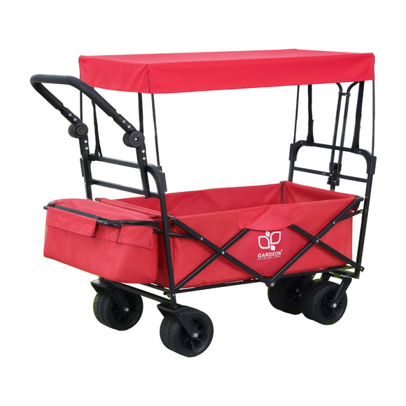 NNEDSZ Gardeon Garden Cart with Removable Canopy Red