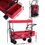 NNEDSZ Gardeon Garden Cart with Removable Canopy Red