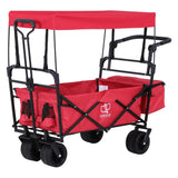 NNEDSZ Gardeon Garden Cart with Removable Canopy Red