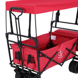 NNEDSZ Gardeon Garden Cart with Removable Canopy Red