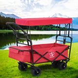 NNEDSZ Gardeon Garden Cart with Removable Canopy Red
