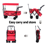 NNEDSZ Gardeon Garden Cart with Removable Canopy Red