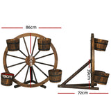 NNEDSZ Garden Decor Plant Stand Outdoor Ornament Wooden Wagon Wheel 80cm