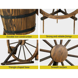 NNEDSZ Garden Decor Plant Stand Outdoor Ornament Wooden Wagon Wheel 80cm