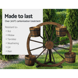 NNEDSZ Garden Decor Plant Stand Outdoor Ornament Wooden Wagon Wheel 80cm