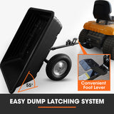 NNEMB Poly Dump Cart, 272kg Load Heavy Duty Tipper Trailer, 16-inch Tyres, for Ride-on Lawn Mower Tractor, ATV, Quad Bike
