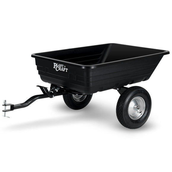 NNEMB Poly Dump Cart, 272kg Load Heavy Duty Tipper Trailer, 16-inch Tyres, for Ride-on Lawn Mower Tractor, ATV, Quad Bike